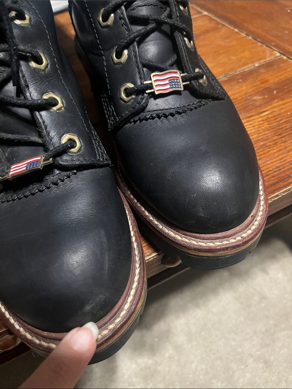 SHIPS FREE! Men’s Chippewa Waterproof Black Leather Lace-Up Work Boots Size 8 - Picture 12 of 12